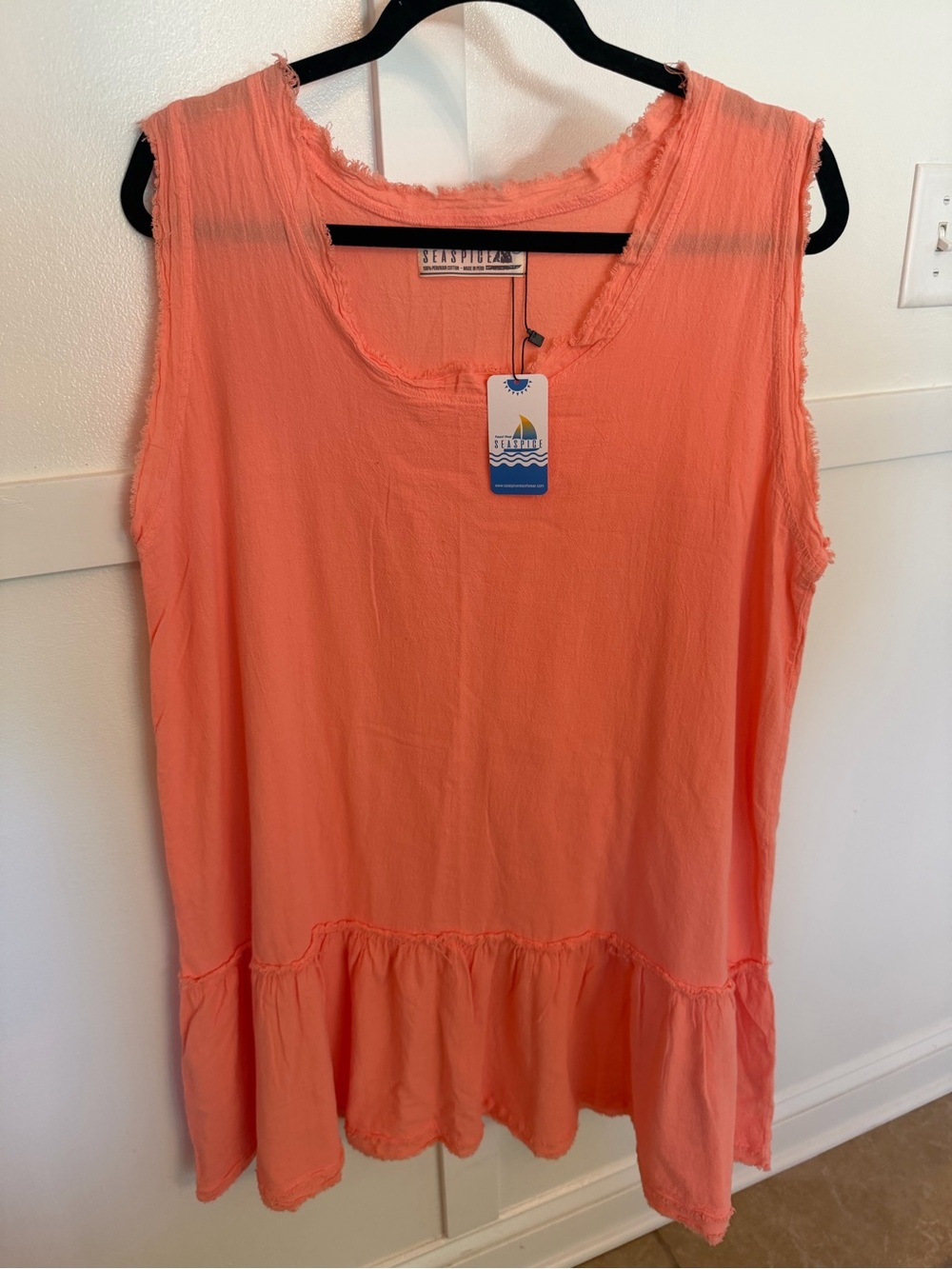 NWT Seaspice Coral Sleeveless Ruffle dress / coverup - XL
